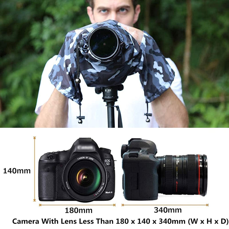Camouflage Dual Sleeves Rain Cover + Long Rain Cover :Camera Raincoat Dust Proof Protector for Birding on Canon Nikon Camera