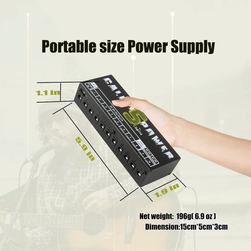 [AUSTRALIA] - Caline CP-05 Guitar Pedal Power Supply, Pedal Board Power Supply with 10 Independent DC 9V/12V/18V Outputs(100mA/500mA), Noiselessly 