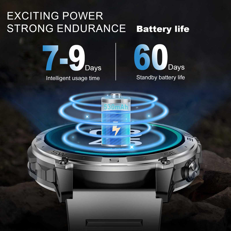 wonlex REDLEX Smart Watch for Men, 1.43" AMOLED Fitness GPS Tracker with 5.3 BT Call, 3ATM Waterproof, Sleep Pedometer Calories Counter, 65 Days Battery Life(Gray)