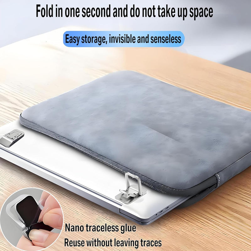 Adjustable Laptop Stand Foldable Portable Heat Sink Design Raised Base Angle Elevation Compact for Office Travel Home Desk, Silvery