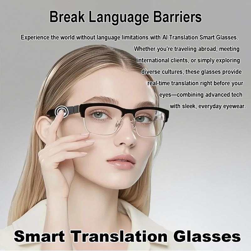 AI Smart Glasses with Real-Time Translation for 164 Languages | Bluetooth Translate Glasses for Men Women,Blue Light Blocking,Hand-free Glasses for Travel & Business AI Translate-Gold Frame
