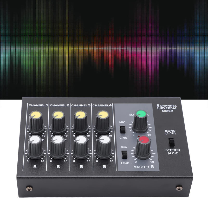 Professional 8 Channel Audio Mixer Board with XLR Inputs - Professional-grade Sound Mixing Console for Recording Studio, Live Performance, Home Studio - High-Quality Low Noise Mixing for Studio Use