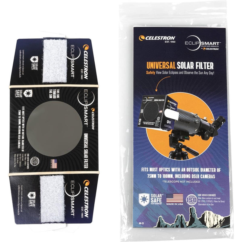 Celestron – EclipSmart Safe Solar Eclipse Telescope and Camera Filter – Meets ISO 12312-2:2015(E) Standards – Works with Your Telescope, Spotting Scope, or DSLR Camera – Observe + Photograph Eclipses Camera Lens Filters