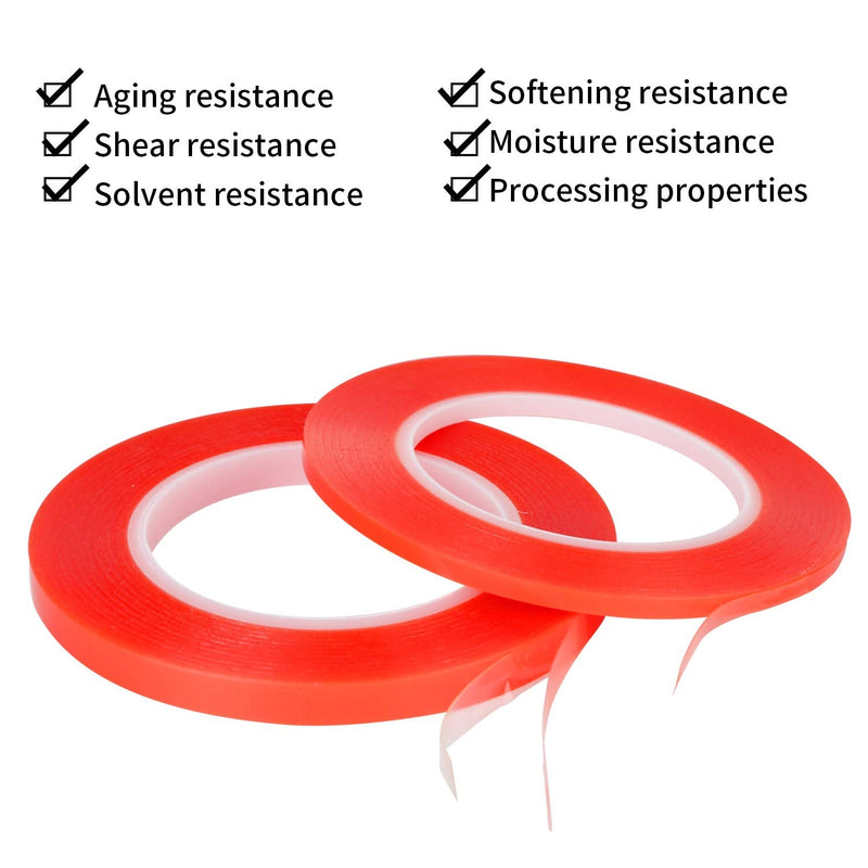 Double Sided Adhesive Tape Kaisiking 5mm / 10mm x 25M Heat Resistant High Adhesion Transparent Acrylic Tape, LCD Screen Repair Sticker for Cell Phone Touch Screen Repair 2pcs (5mm+10mm)