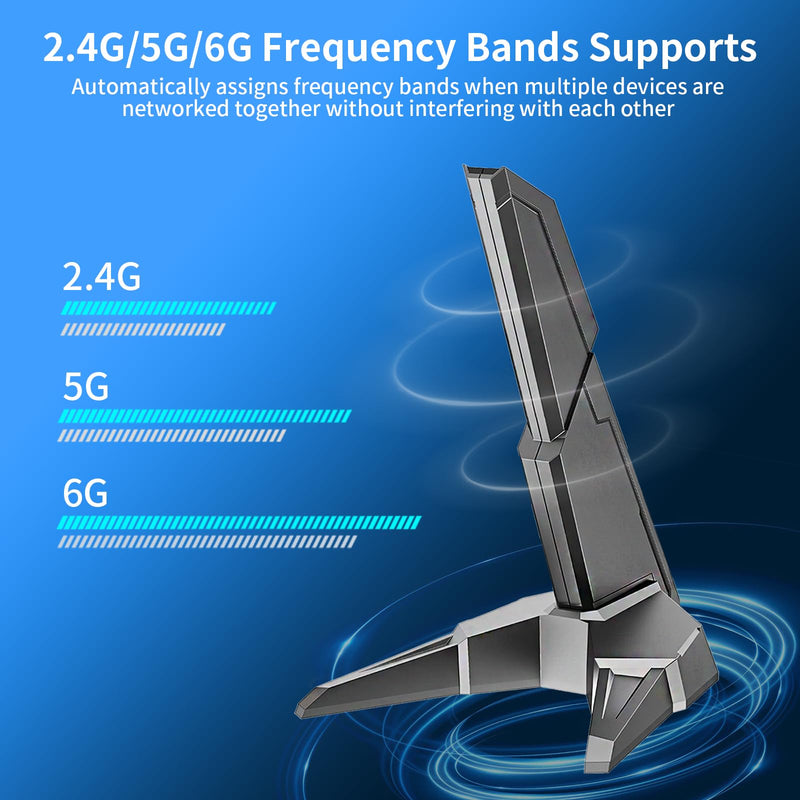 External WiFi 6E Tri-Band Antenna RP-SMA Male Connector Gaming Antenna | 6GHz/5GHz/2.4GHz, 3.9ft Extension Cable, For PC Desktop Computer PCIE WiFi Card, Gaming Motherboard Router RP-SMA WiFi 6E Antenna