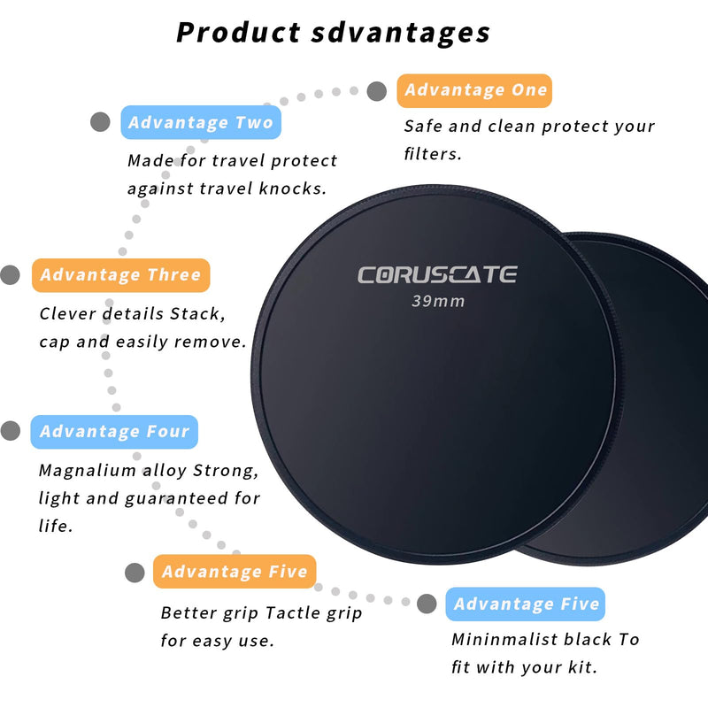 [AUSTRALIA] - 39mm Metal Filter Cap,Lens Cap,Compatible with All Any 39mm with Camera Thread Lens and 39 mm ND,CPL,UV Filter Accessory.(Front Cover+Rear Cover)+Lens Cleaning Cloth 