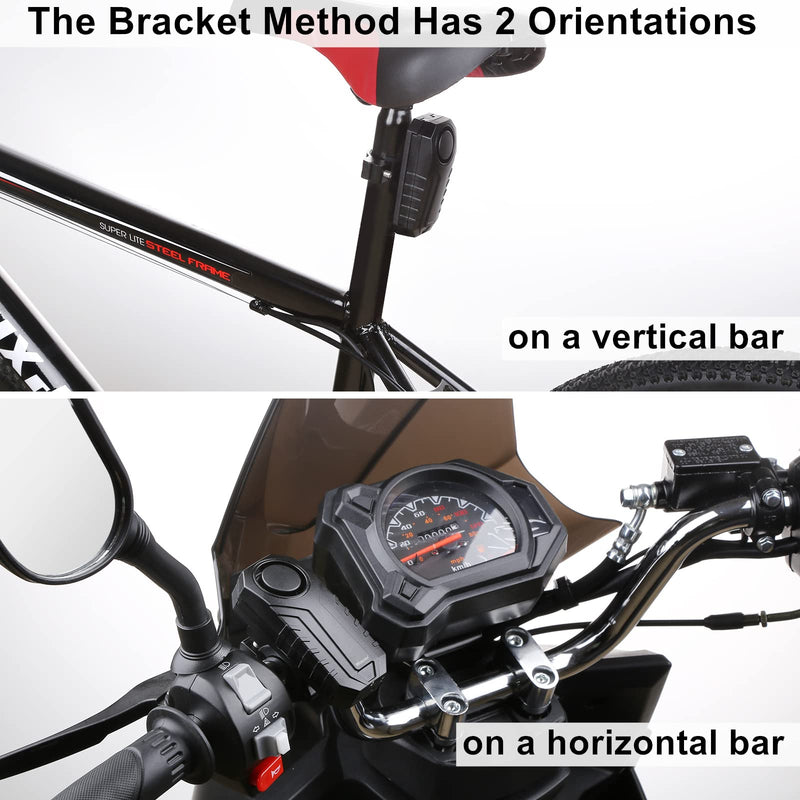 WSDCAM Anti-Theft Bike Alarm with Mount, 113dB Burglar Vibration Motorcycle Bicycle Alarm Security System Waterproof Cycle Bike Alarm with 2 Remotes