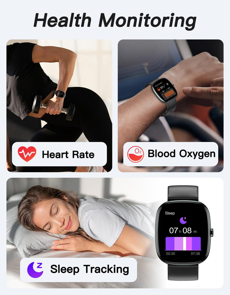 Fitness Tracker, No Bluetooth No APP/Phone Needed, 1.8" Fitness Watch | Pedometer Watch for Men Women, Heart Rate/Blood Oxygen/Sleep Monitor, 100 Sports, Steps Counter Walking Running Waterproof Black
