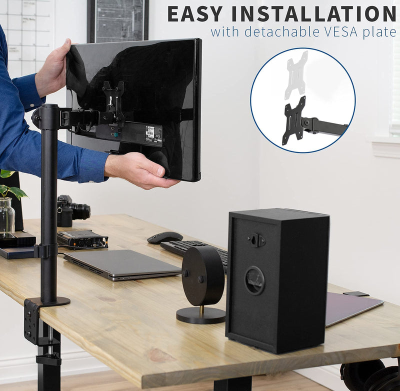 VIVO Quick Attach VESA Adapter Designed for HP Models 27er, 27es, 27ea, 25er, 25es, 24ea, 23er, 23es, 22er, 22es, 22f, 23f, 24f, 25f, and 27f with Single Monitor Desk Mount for Screens up to 22 lbs