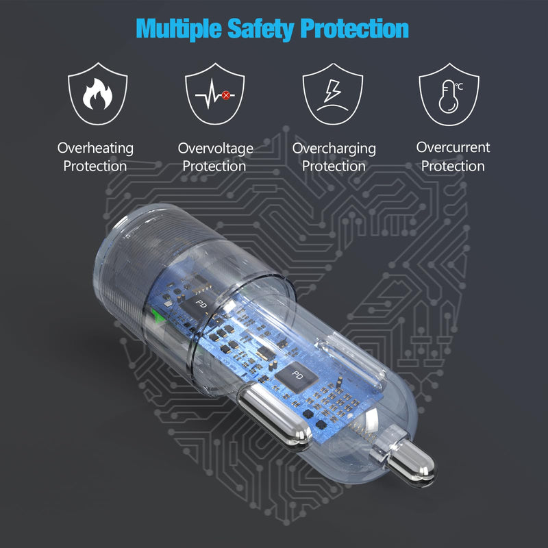 6 Pack 60W USB C Fast Car Charger 2-Port Adapter for iPhone/Android Phones | Dual 30W PD/PPS 12V Cigarette Lighter Bundle Charging for iPhone 17 16 15 14, iPad, Samsung Galaxy S26 S25, Google Pixel 10 9