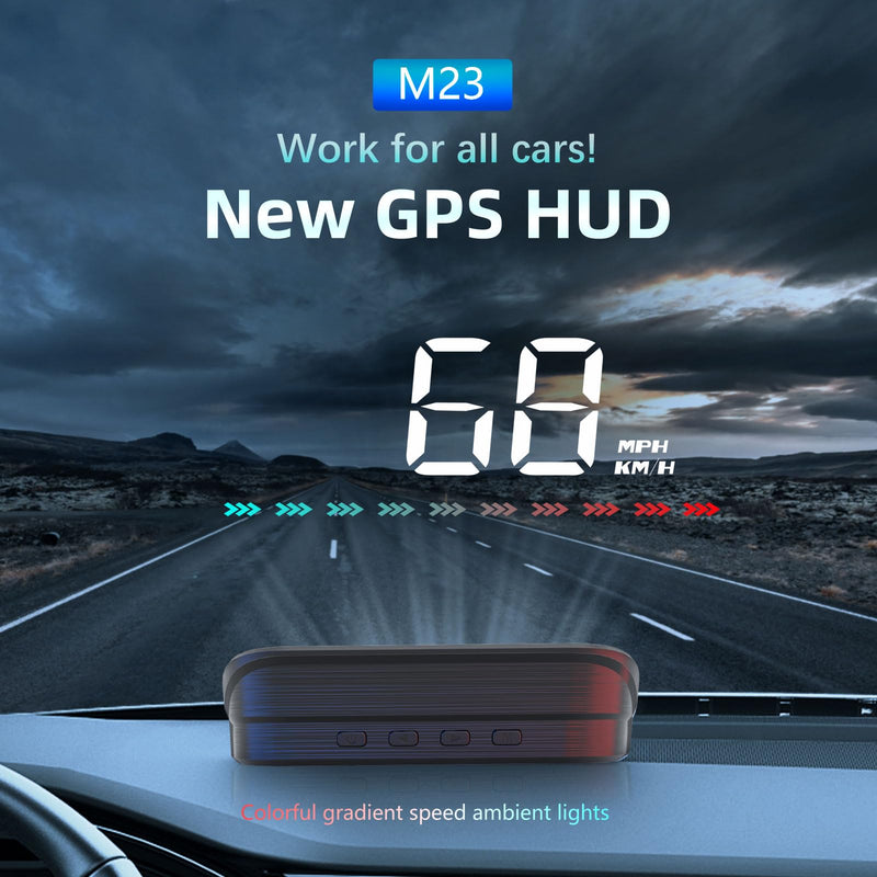 Heads Up Display, GPS Speedometer M23, Universal Car HUD with Speed MPH, Compass Direction, Overspeed Alarm HD Display, USB Cable Plug & Play
