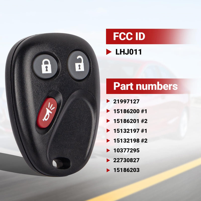 Key Fob Keyless Entry Remote Control Compatible with Chevrolet Chevy Equinox Avalanche Silverado Suburban Tahoe/Cadillac Escalade/GMC/Hummer H2 Car Key Replacement for LHJ011