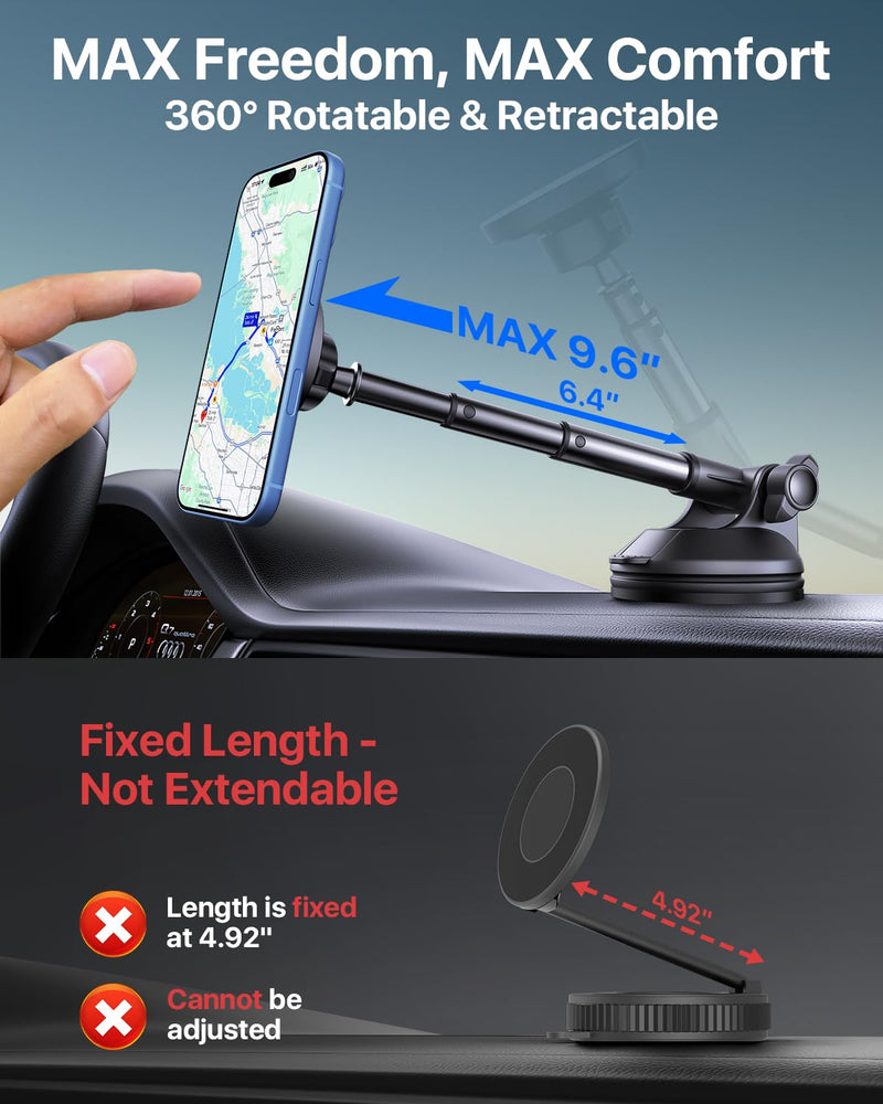 HTU 2026 Upgraded for Magsafe Car Mount [80LBS Strongest Suction & Military-Grade] Powerful Magnetic Cell Phone Holder for Car Dashboard Windshield for iPhone 17 16 15 14 Pro Max Mini,Dark Blue Dark Blue