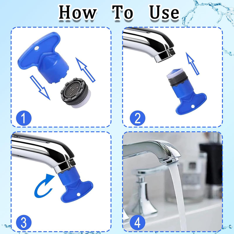 Pack of 5 Keys for Aerator and 1 x Tap Descaler Attachment, Aerators for Taps Ideal for Cleaning Tap Strainer for M16.5, M18.5, M21.5, M22.5, M24
