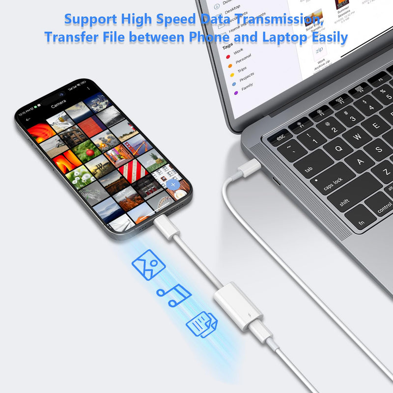 [AUSTRALIA] - Lightning to USB C Adapter, USB C Male to Lightning Female 60W PD Fast Charging Adapter for iPhone 16/16 Pro/15/15Pro/15+, iPad Pro/iPad Air 5/4, MacBook/Samsung and More Type C Devices -Only Charge White 