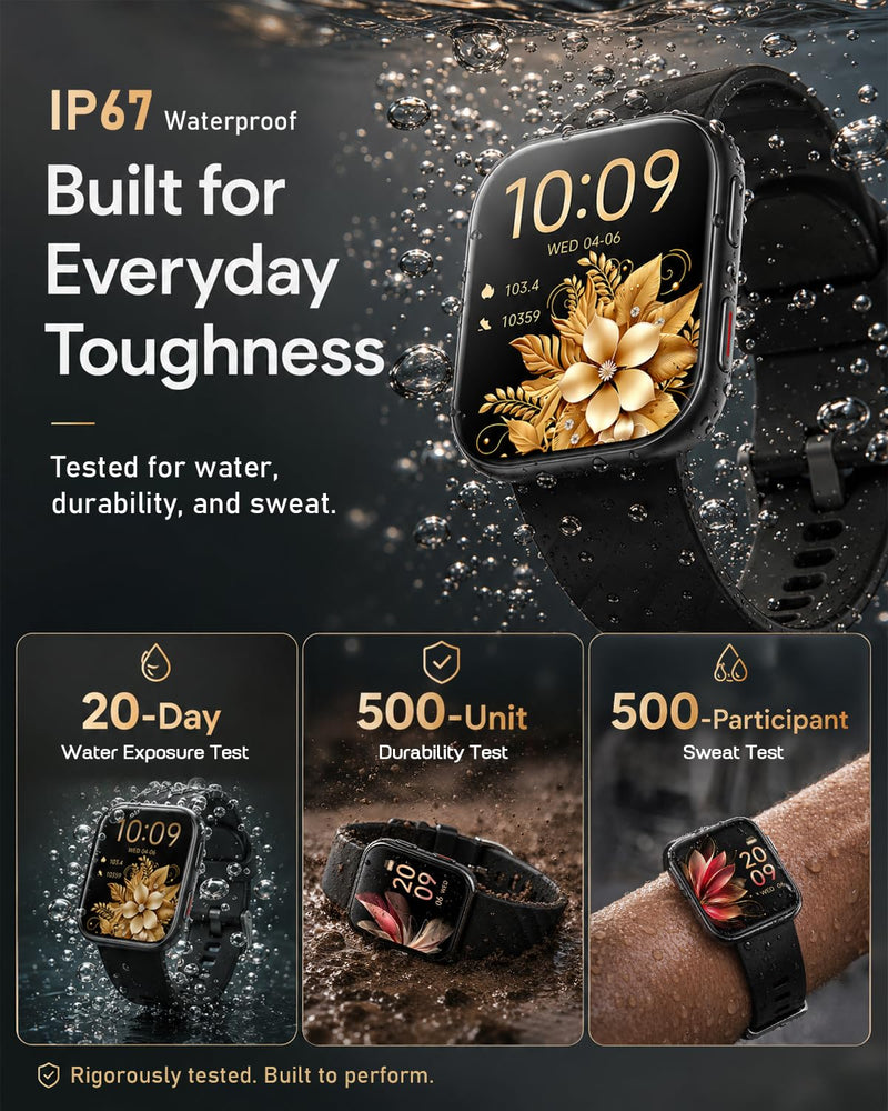 MorePro Health Fitness Tracker (Make/Answer Call), 24/7 Heart Monitor with Blood Pressure, Blood Oxygen, Sleep Tracking, 120+ Sports Modes Smart Watch with 7-Day Battery, Compatible with iOS Android Urban Bronze