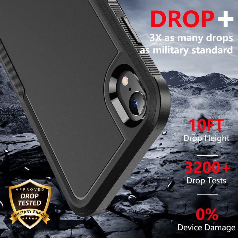 SPIDERCASE for iPhone XR Case, [10 FT Military Grade Drop Protection] [Non-Slip] [2 pcs Tempered Glass Screen Protector] Shockproof Airbag Cushion Protective Case for iPhone XR 6.1” (Black) Black