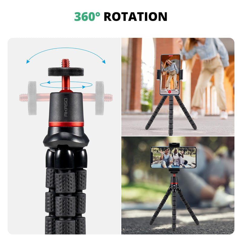 [AUSTRALIA] - AKASO Mini Flexible Tripod Stand Travel Octopus Tripod with 1/4'' Screw for Magic Arm, Compatible with AKASO Action Camera EK7000/Brave 4/Brave 7 LE/Brave 7/GoPro Hero12/11/10/ 9/Max/DJI Osmo Action 