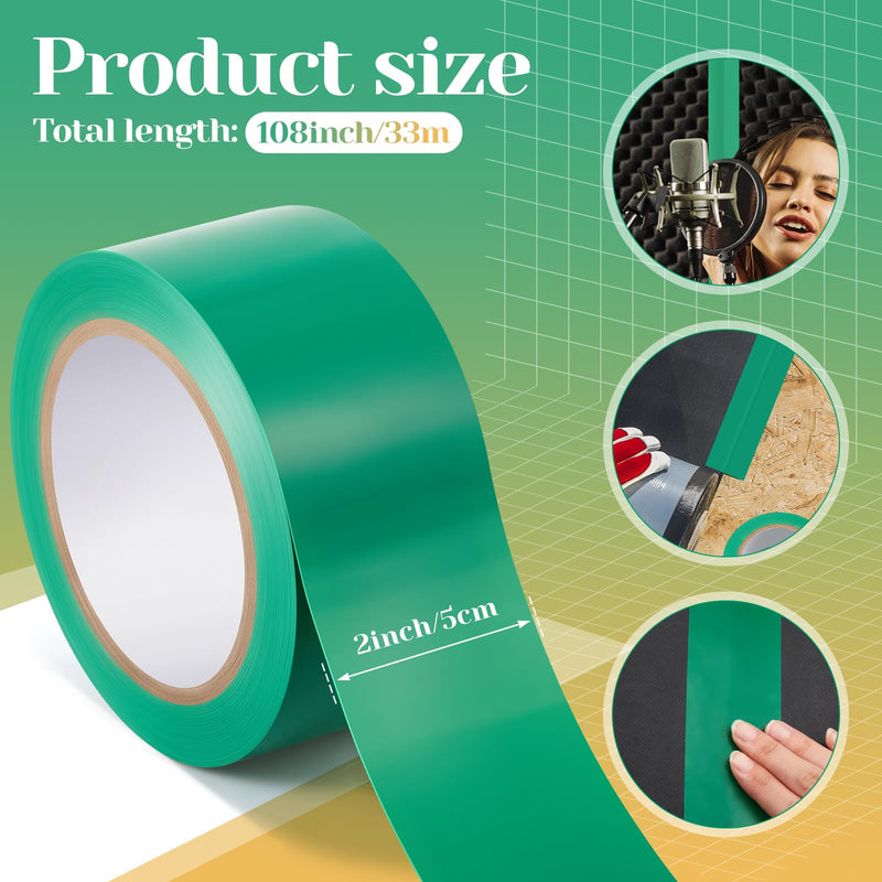 [AUSTRALIA] - 2 Pcs MLV Seam Tape 2" x 108' Vinyl Acoustic Sealant Tape Vinyl Seam Tape for Mass Loaded Vinyl Noise Barriers Installation Walls and Ceilings, Green 