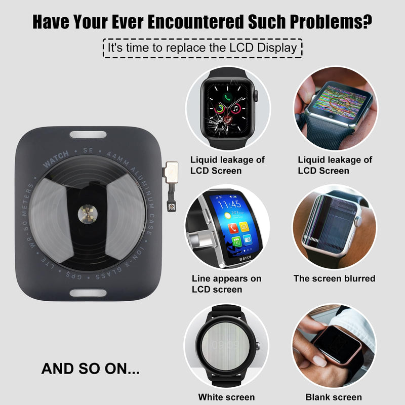 Back Cover Glass Heart Rate Part Connector Compatible with Apple Watch SE (2022) 44MM Model A2722, A2723, A2724, A2727 (Cellular/LTE+GPS) with Tools