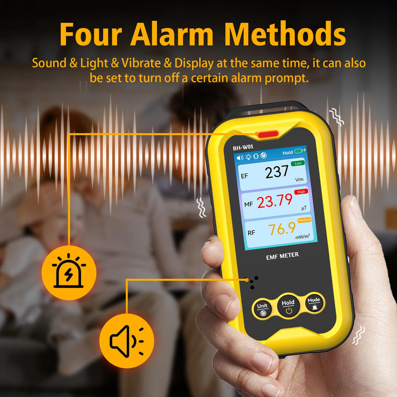 Bosean EMF Meter, 3-in-1 Portable Electromagnetic Field Radiation Detector, Electric Field, Radio Frequency Field, Magnetic Field, Rechargeable EMF Reader for Home, Office, and Ghost Hunting