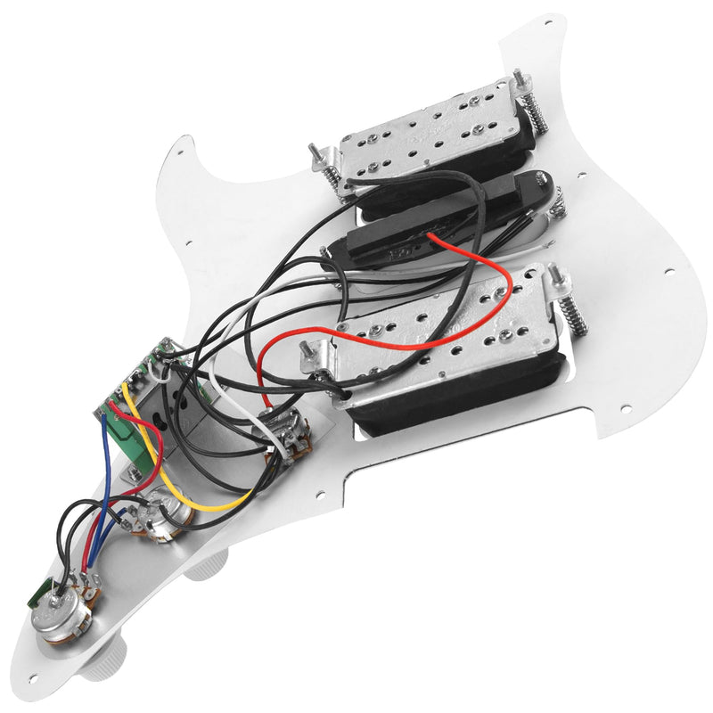[AUSTRALIA] - 3Ply HSH 11 Hole Loaded Prewired Pickguard w/Alnico 5 Humbucker (2) Single-Coil (1) Pickups Compatible with Strat Fender Squier Guitar (White) White 