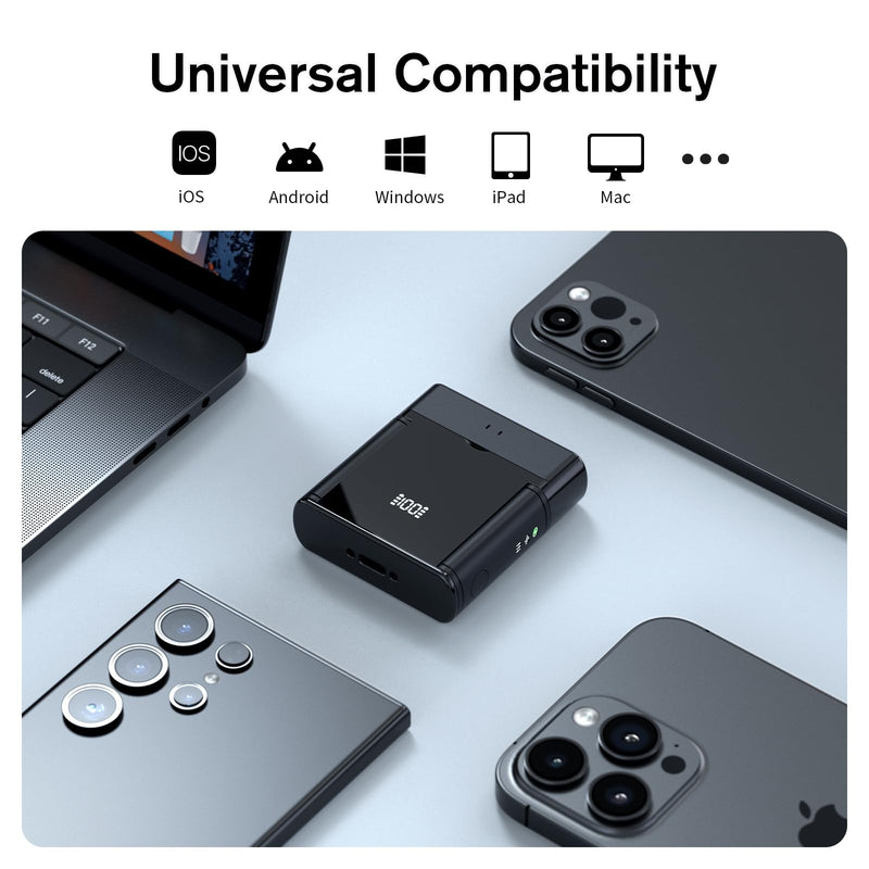 Rythflo Wireless Lavalier Microphone for iPhone/Android/iPad (2 TX + 2 RX + Charging Case), Mini Mic with Noise Reduction, 22H Battery, 131ft Range, Lapel Microphone for Video Recording, Vlog Gray