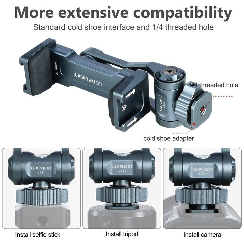 [AUSTRALIA] - Metal Camera Hot Shoe Phone Holder，Features a Cold Shoe Mount and Supports 360° Rotation，Phone Tripod Mount ，Compatible with iPhone 17/16/15/14, Samsung Galaxy，for Taking Videos and Photos 
