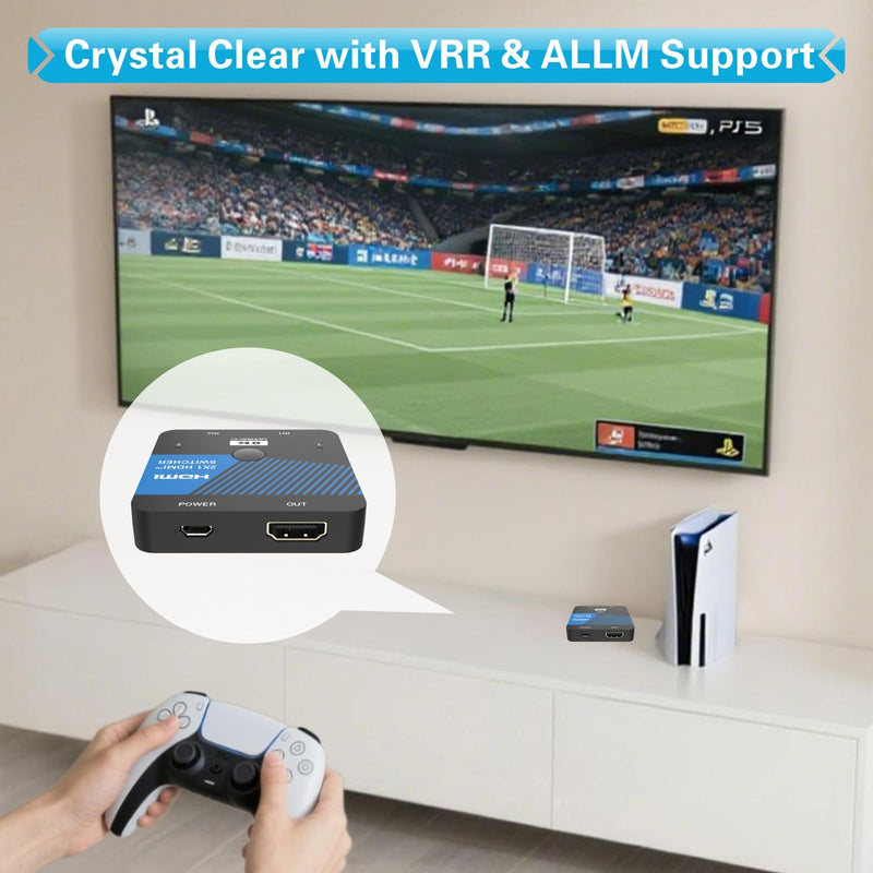 [AUSTRALIA] - 8K HDMI Switch 2 in 1 Out 4K@120Hz HDMI Switcher Support HDR10+, Dolby Vision, VRR, ALLM 