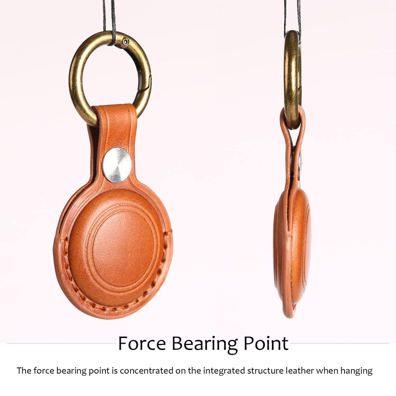 [AUSTRALIA] - Genuine Leather Airtag Holder Suitable for Apple Airtag Keychain Leather, Small Air Tag Holder with Key Rings, Protective Airtag Case Cover Accessories - Brown V1.0 