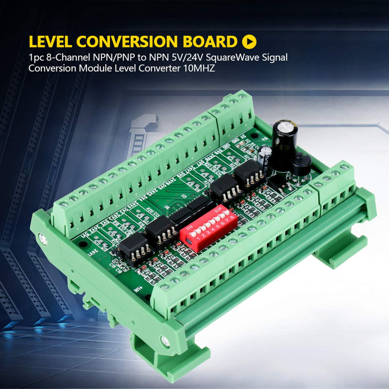 [AUSTRALIA] - Voltage Level Converter 8-5V24V-D 8-Channel NPN/PNP to NPN 5V/24V Mutual Conversion SquareWave Conversion Module Level Converter 10MHZ Level Conversion Board 