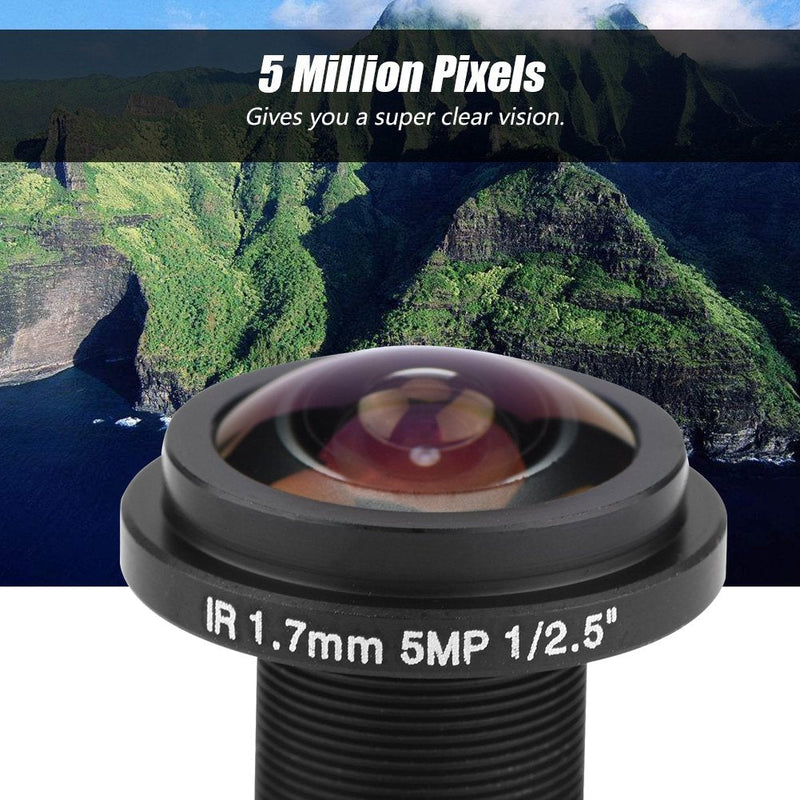 Security Camera Lens, 5MP HD Fisheye Security Camera Lens 1.7mm Focal Length 185¡ãCCTV Lens for Fisheye Security Cam (Black)