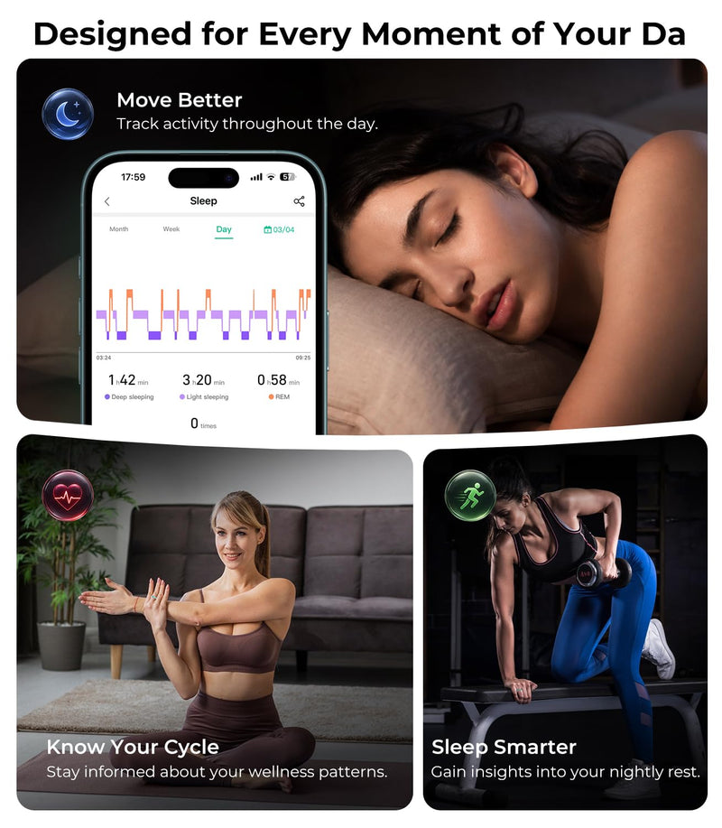 Diamond Smart Ring and Wireless Charging Case 【Industry Rank 1-10 Measurement Error】 Smart Ring for Women for man - Advanced Health Tracker for Wellness and Activity Tracking, Blue 10#