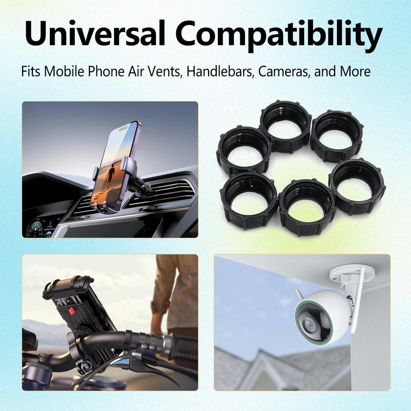 6 Pack Car Phone Mount Replacement Parts Tightening Nut for Replacement Car Mount Screw-On Ball-Joint Fixed Adapter Head Bracket Holder Ring for Camera DVR Camcorder Wireless Phone 17mm