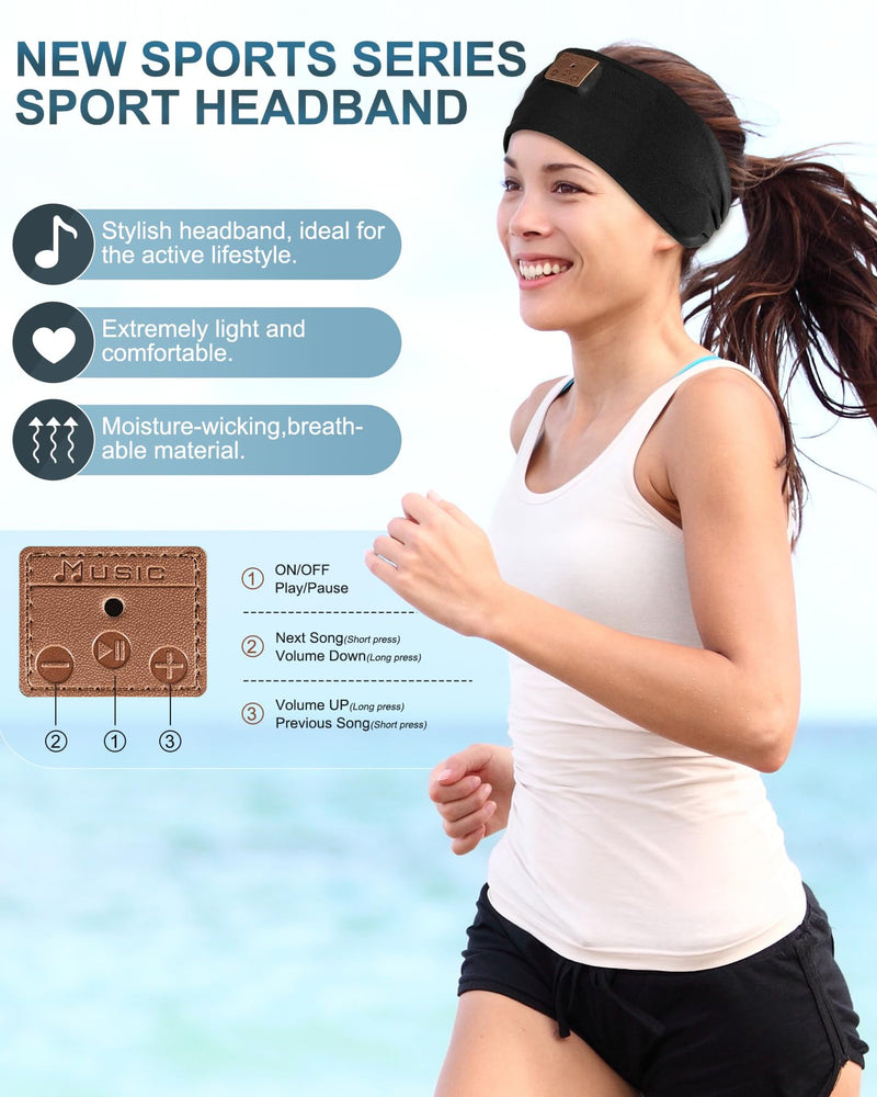 [AUSTRALIA] - 2-Pack Headband Headphones, Sleeping Headphones with Ultra-Thin HD Stereo Speaker, Bluetooth Headband Wireless for Sports, Workouts, Insomnia, Yoga, Air Travel, Meditation 