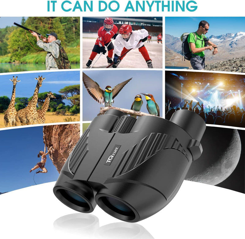 Binoculars 20x25 for Adults and Kids, High Power Easy Focus Binoculars with Low Light Vision, Compact Binoculars for Bird Watching and Travel Black