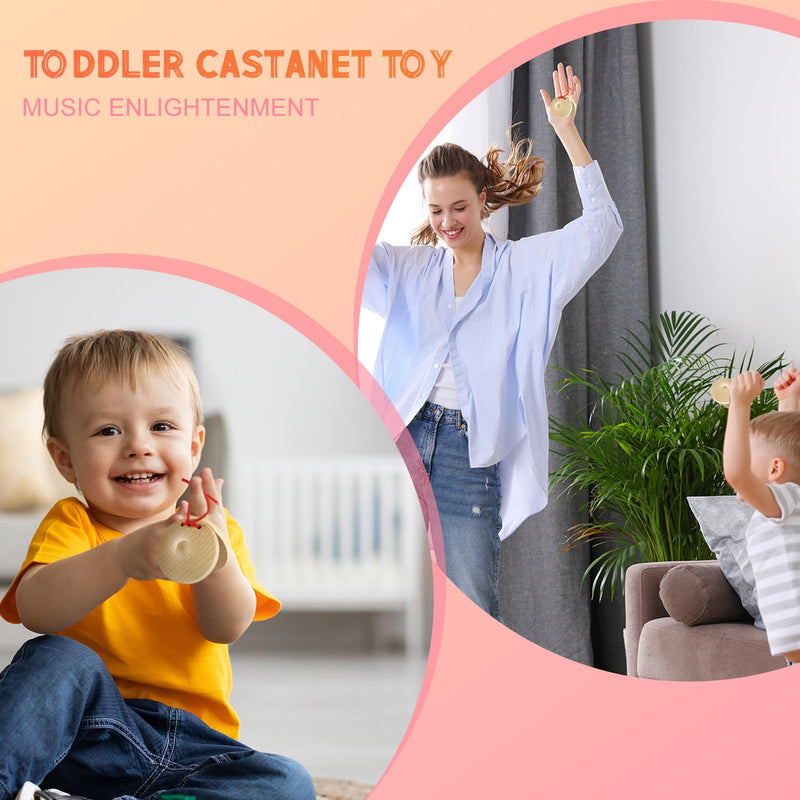 Fuyamp 24 Pcs Castanets Wooden Musical Instrument Finger Castanets Baby Castanet Hand Finger Castanets Classroom DIY Wooden Percussion Instrument for Kids Adults