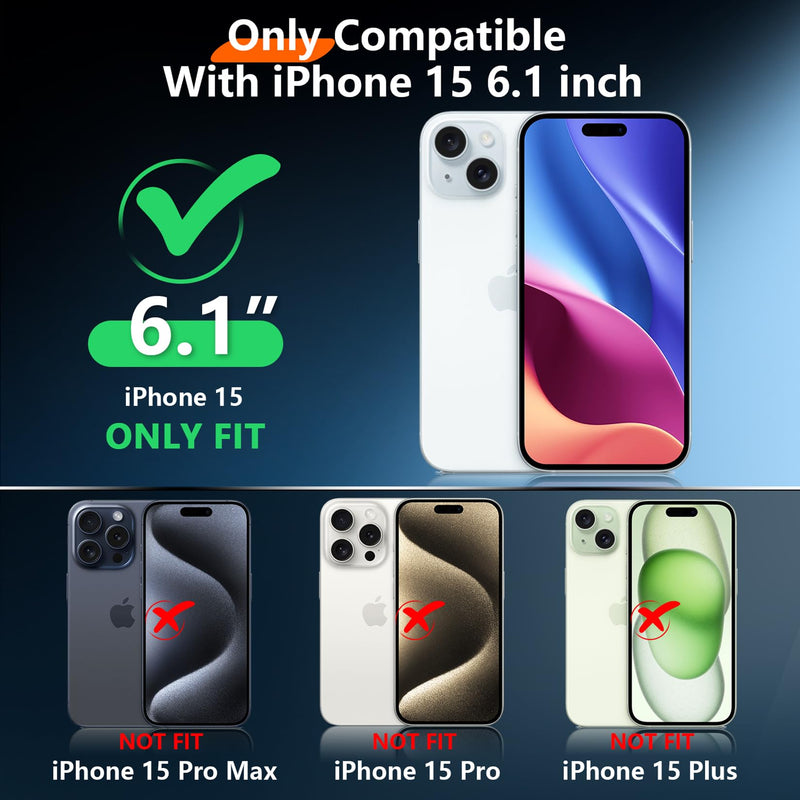 2024 Upgrade for iPhone 15 Case Waterproof,[Compatible With MagSafe][Built-in Screen&Camera Protector][Full Body Dropproof][IP68 Underwater][Clear Sound]Shockproof Phone Case 6.1"Black/Clear Black/Clear