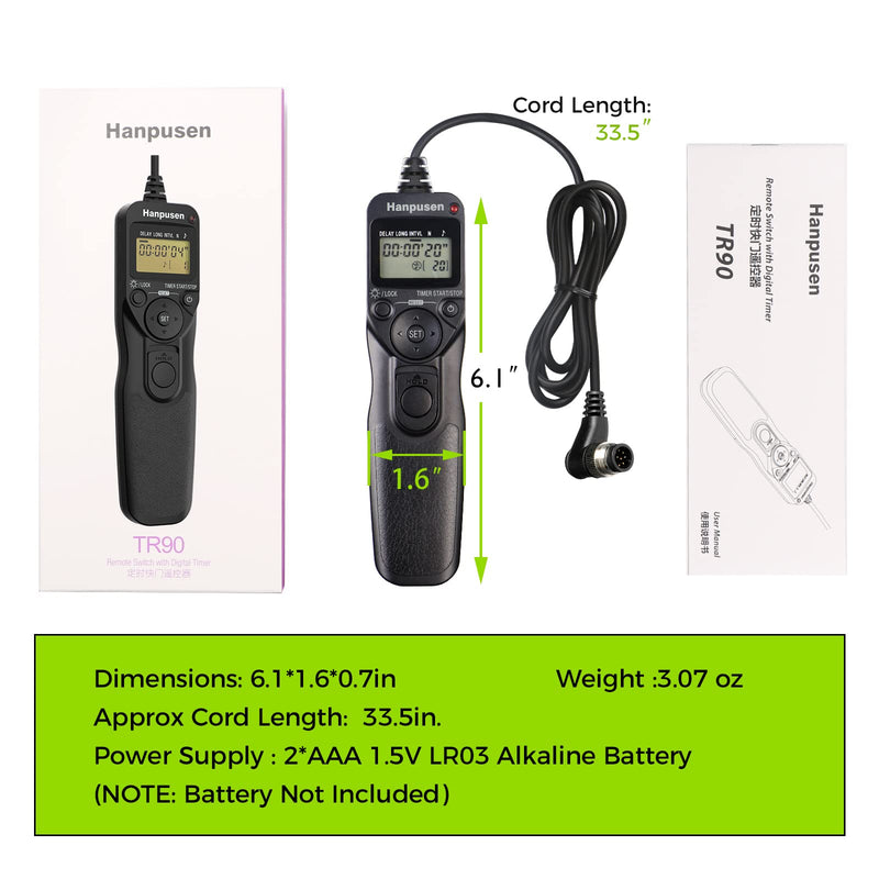 [AUSTRALIA] - Intervalometer HANPUSEN Camera Timer Remote Shutter Release Time Lapse for Nikon D3, D4, D4s, D5, D6, D800, D850, D800E, D810, D810A, D700 N8 for Nikon 