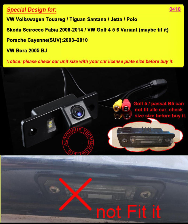 car Backup Camera, Waterproof Rear View License Plate Car Rear Backup Camera for VW Touareg Golf V Skoda Fabia Passat B5 Tiguan Polo Santana