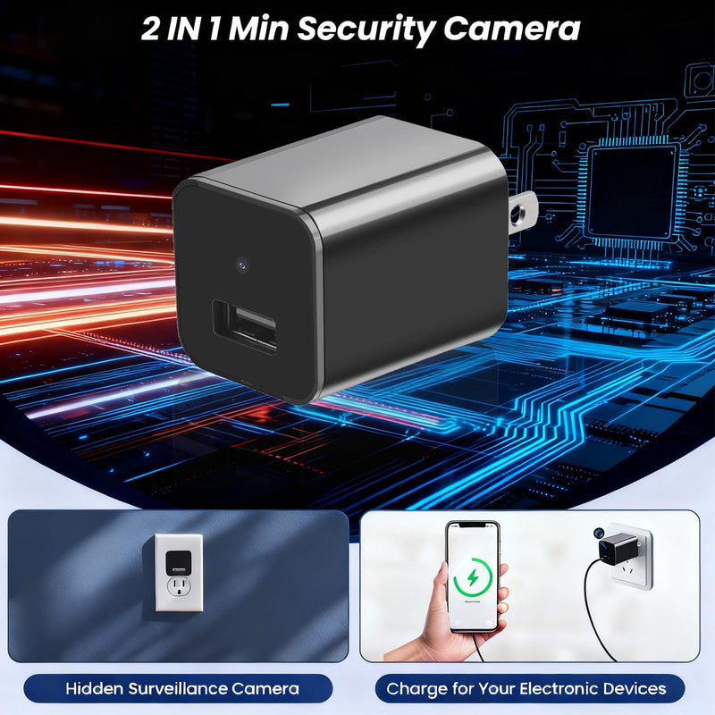 [AUSTRALIA] - PATTERSON Hidden Camera Spy Cam 1080P - USB Charger Full HD No-WiFi Security Cam with Plug-in Power & Local Storage, Motion Detection & Night Vision, Ideal for Pet, Baby & Home Security Monitoring 