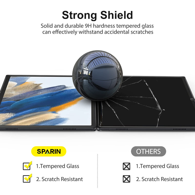 SPARIN 3 Pack Screen protector for Samsung Galaxy Tab A8 10.5 Inch, Tempered Glass Screen Protector for Galaxy Tablet A8 2022, Anti-Scratch Galaxy Tab A8 10.5"