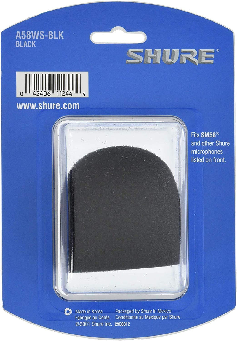 Shure A58WS-BLK Foam Windscreen for All Shure Ball Type Microphones, Black (Pack of 4) Pack of 4