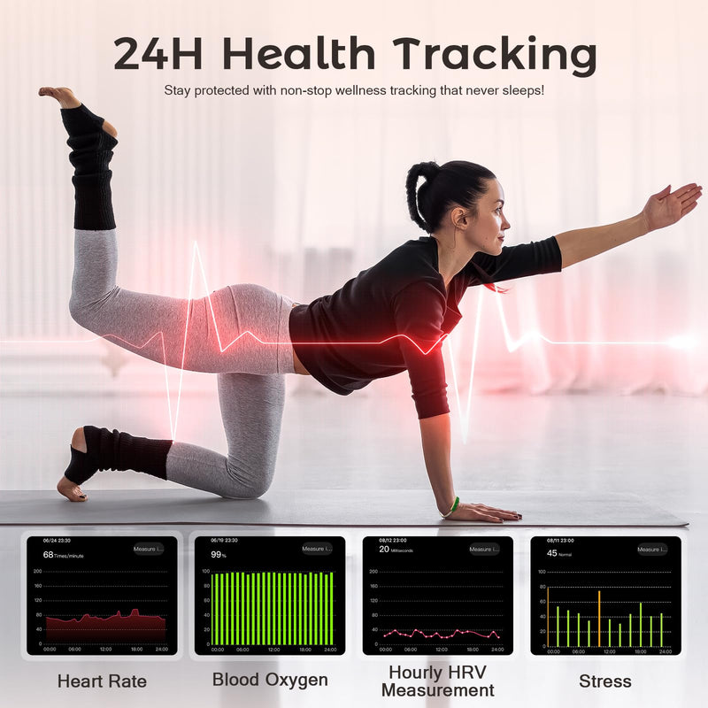 Smart Bracelet for Women with Diamonds Health Fitness Tracker | with Heart Rate HRV Sleep Monitor Sport Modes, 5ATM Waterproof Step Activity Tracker for iOS Android, The Best Gift (2 Bands) Red