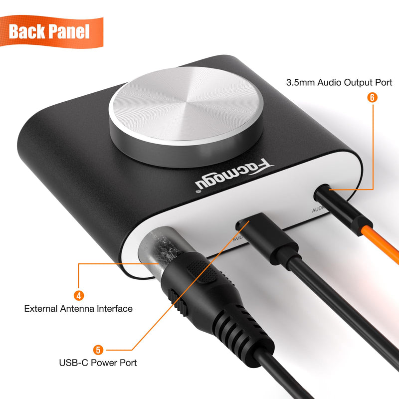 Facmogu FM Radio Receiver, Professional Si4730 Radio Receiver with 33ft Long Cables Antenna, Mini FM Global Frequency Radio Receiver, HiFi Radio Receiver Support Type -C Interface & 3.5mm Audio Output