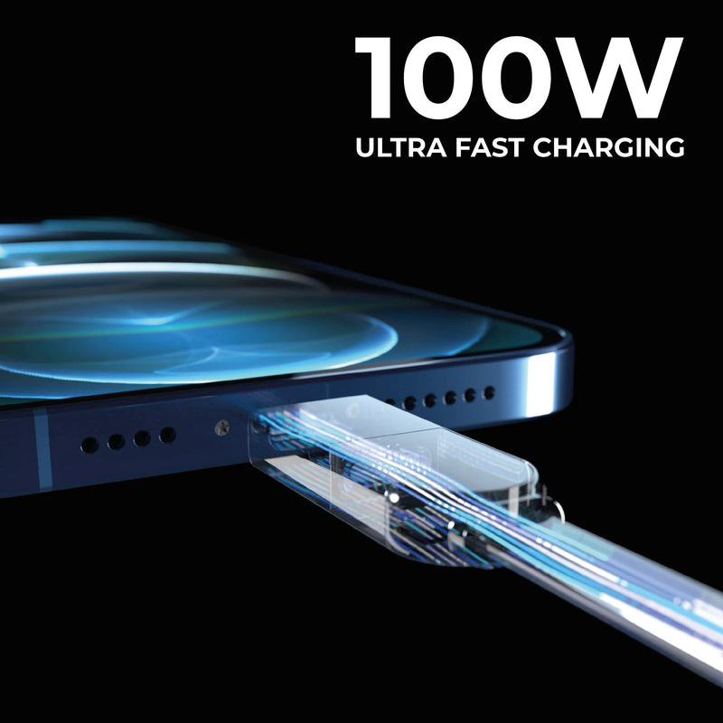 Rolling Square inCharge XL 1ft + 6.6ft Bundle - 6-in-1 Universal Charging Cables, USB-C, Lightning, USB-A and Micro USB, 100W Ultra-Fast Charging Power, Black