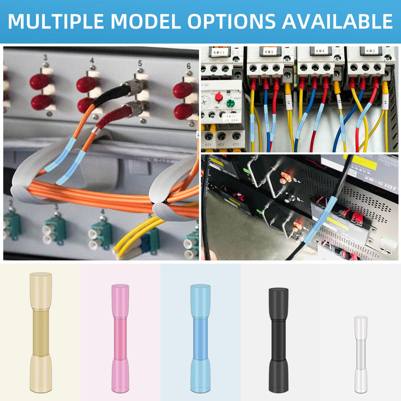 20 x Butt Connectors 26-22AWG Crimp Connector with Heat Shrink Tube, Cable Connector, Waterproof Butt Connector for Car, Boat, Marine AWG26-22