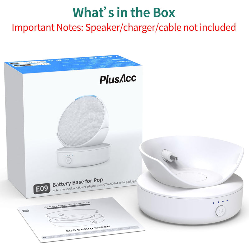 PlusAcc Battery Base for Pop - 5000mAh Portable Charger Stand with 9 Hours Playback Playtime with USB-C Output Port, Charging Dock for iPhone Samsung and Other Smart Electronic Accessories (White) White