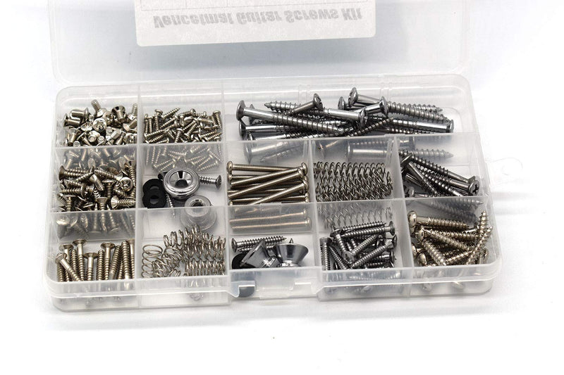[AUSTRALIA] - Guitar Screws Kit, Guitar Hardware Luthier Parts-kit for Tele/Strat/SQ,Switch,Tuner,Machine Head, Neck Plate,Pickguard,Guitar Strap End Pins,Pickup,Bridge,Guitar DIY Kit(Metric, Chrome) 