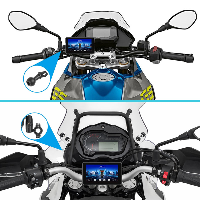 CAMECHO 5 Inch Motorcycle CarPlay GPS Navigation System with Wireless CarPlay Android Auto, IP67 Waterproof Touch Screen Car Play Moto with Bluetooth, Siri, Google Assistant, Bracket 5-Inch